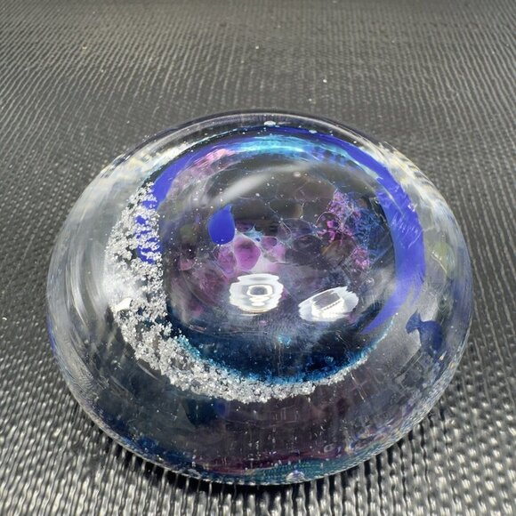 Venetian Italian Art Glass Paperweight Hand Blown With Silver Flecks Multicolor - Picture 11 of 15
